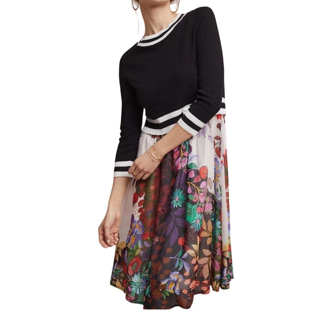 Anthropologie Osceola Dress by Maeve Sweater Bodice Midi Length Size XS Coastal